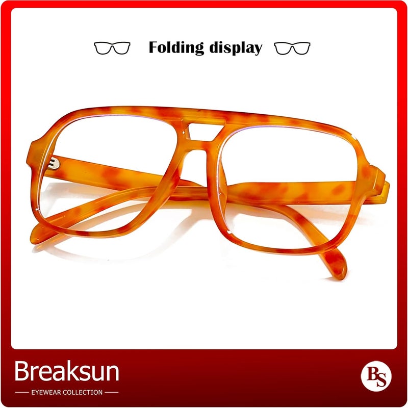 Breaksun Oversized Square Aviator Glasses for Women Men Big Frame Retro Blue Light Blocking Glasses Vintage Style - Image 5